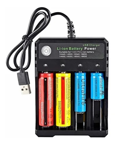 Cargador Bateria Pila Litio Ultrafire Para 4 18650 123a 3,7v