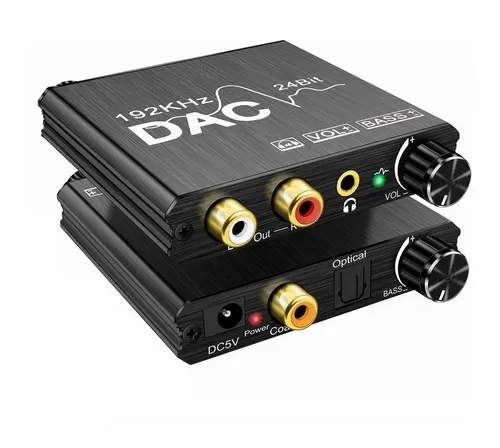 eSynic - Convertidor óptico a RCA, convertidor de audio digital a analógico  de 192 KHZ, adaptador óptico portátil a RCA, cable de audio óptico a RCA