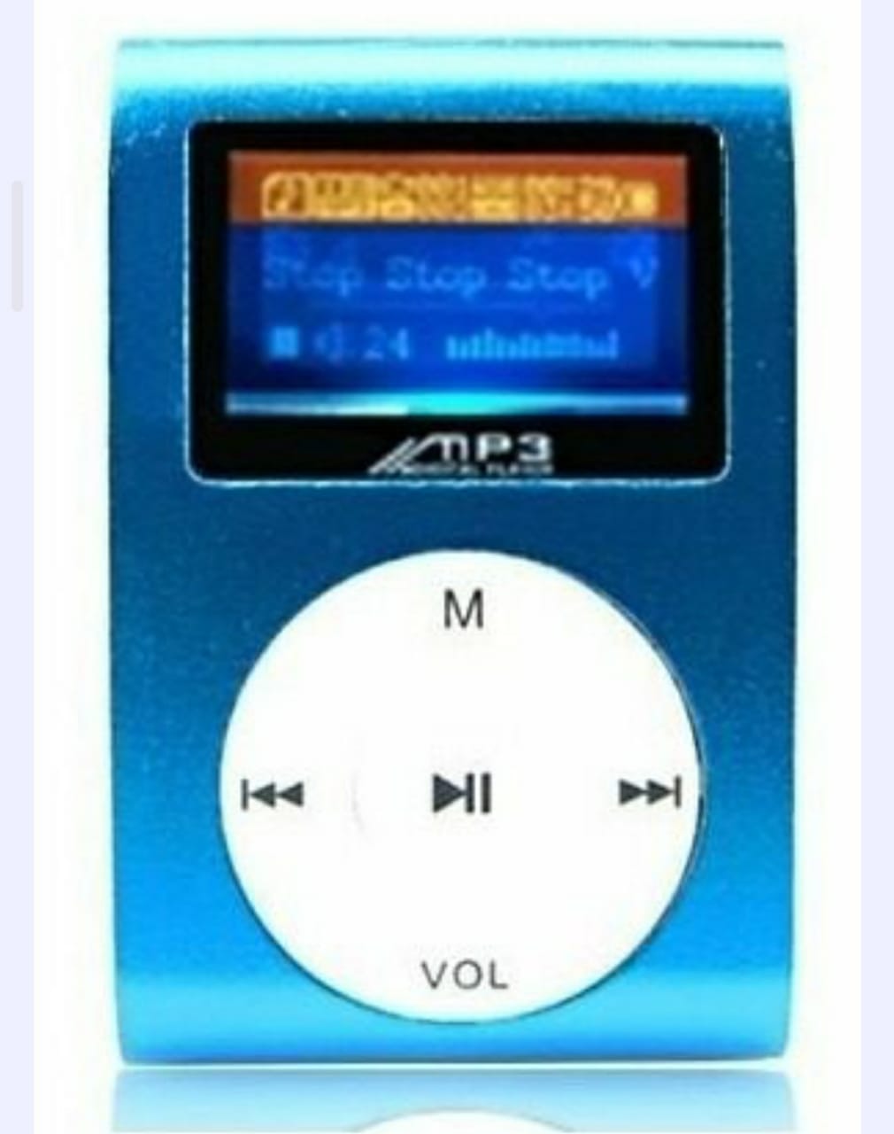 Mini Reproductor MP3 Dorado con Enganche de Clip Tarjeta de 4Gb Auricular Music Player Cable de Carga 