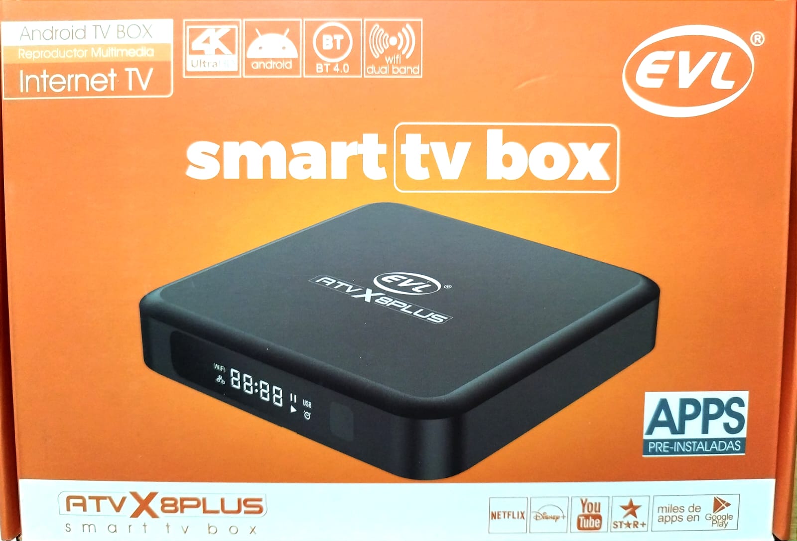 Tv Box EVL Android Netflix BT 4K 4G 32G ATV-X8 Plus - EVL