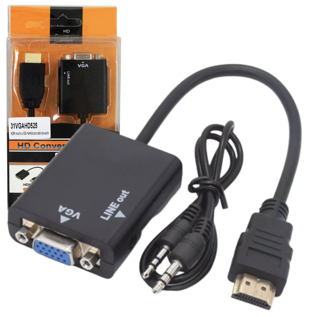 Cable Adaptador Convertidor De Hdmi A Vga 1080p Laptop Hd