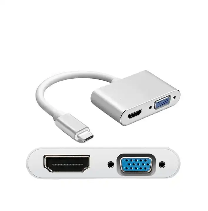 CONVERTIDOR TIPO C A HDMI,Convertidor,USB-C a HDMI, VGA, Hub, que conecta y  reproduce un type-c-equipped PC o Mac portátil con HDMI/VGA TV o