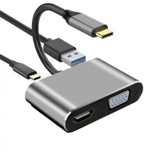 Adaptador 4 en 1 convertidor Tipo  C a HDMI VGA USB Tipo C