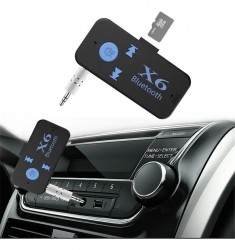 Adaptador  Receptor Bluetooth 4.1 X6 Auto Carro Casa 3.5mm + Micro Sd