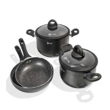 Set y Caserolas Mr. Chef Modelo Granito 6 Piezas Black BP02613