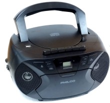 Parlante Boombox Philco Bluetooth con Reproductor  de Cd Casetera Mp3 USB Radio FM Aux3.5mm