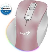 MOUSE GENIUS   RECARGABLE DUAL BT Y 2 4GHZ MINI ERGO 9000S  ROSADO