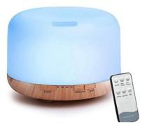 Humidificador Redondo Madera de 300ML Con Control Remoto