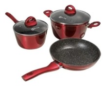 Set Ollas Y Caserolas Mr Chef Granito 6 Piezas Red Bp02612