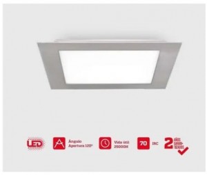 Lampara Led Cuadrada Empotrable 18w 25000h Blanca 1450lm