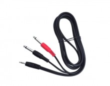 Cable De Audio 1 Plug 3.5 St A 2 Plug 6.3 1.8mt Ca-1642