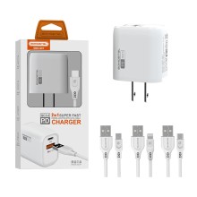 Cargador Somostel Carga Rapida Q01 25W PD + QC 3.0 Puerto USB y Tipo C + Cable Tipo C